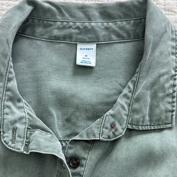 Green Denim old Navy Utility Button-Up Shirt Dress vintage olive green denim - Picture 5 of 11